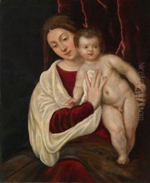 Madonna Col Bambino Oil Painting by (Alessandro) Padovanino (Varotari)