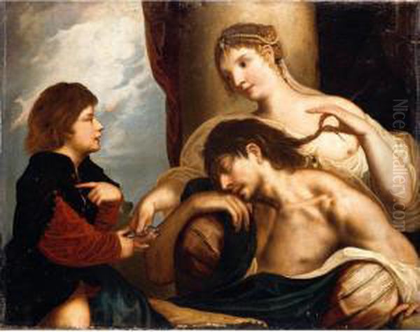 Samson And Delilah Oil Painting by (Alessandro) Padovanino (Varotari)