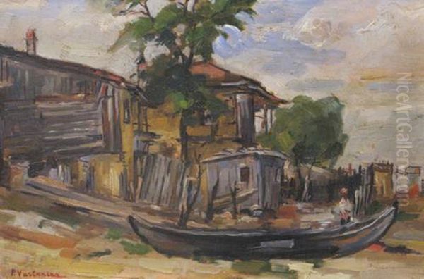 Fishermen Village Oil Painting by Partog Vartanian