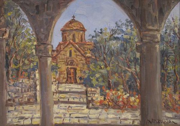 Landscape With Church Oil Painting by Partog Vartanian