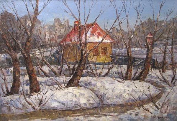 Winter Landscape Oil Painting by Partog Vartanian