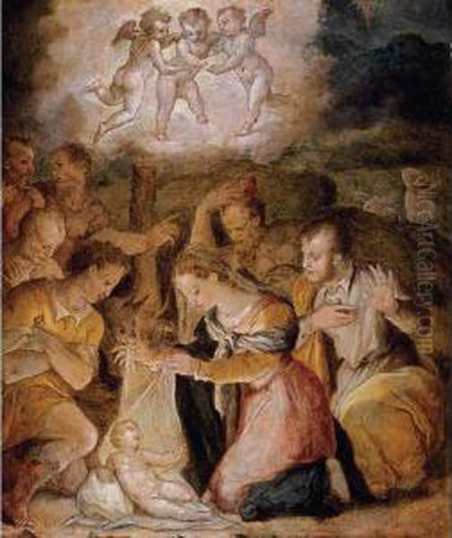 The Nativity With The Adoration Of The Shepherds Oil Painting by Giorgio Vasari