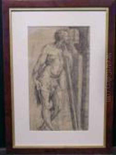 Standing Male Figure Leaning On A Staff Oil Painting by Giorgio Vasari