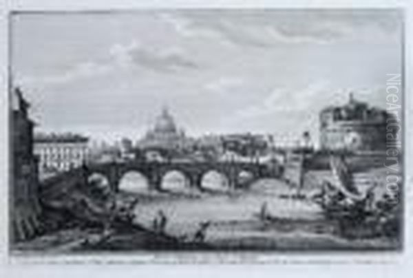 And Giovanni Battista Piranesi. A Group Of 10 Vedute Di Roma Oil Painting by Giuseppe Vasi