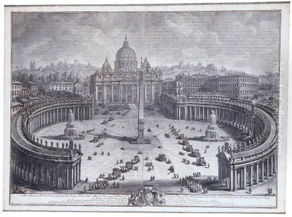 La Veduta Del Fianco Destro Della Basilica Vaticana Oil Painting by Giuseppe Vasi