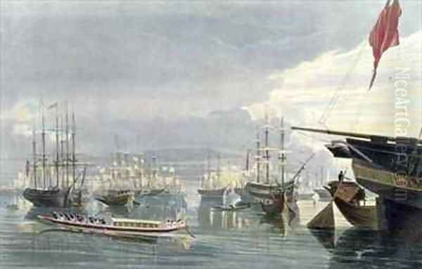 A View of the River Shipping and Town of Calcutta from near Smiths Dock Oil Painting by Fraser, James Baillie