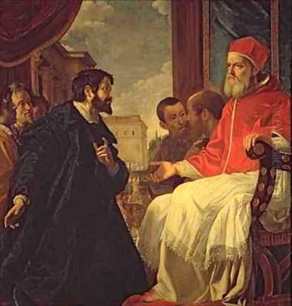 Michelangelo and Pope Julius II Oil Painting by Anastasio Fontebuoni