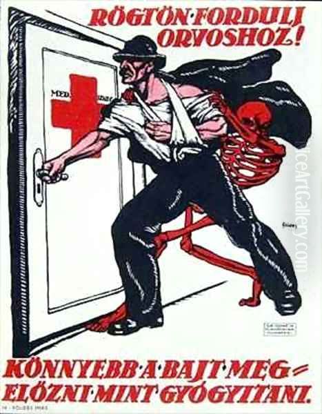 Poster on Safety at Work Oil Painting by Foldes