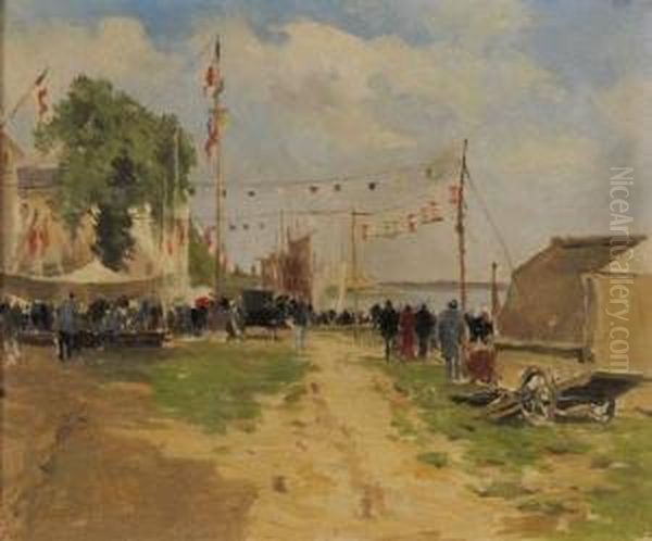 La Fete Nationale Du 14 Juillet Oil Painting by Pierre Vauthier