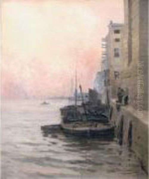 Le Port De Newcastle Oil Painting by Pierre Vauthier