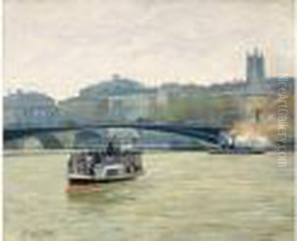 Bateau-mouche Sur La Seine Oil Painting by Pierre Vauthier