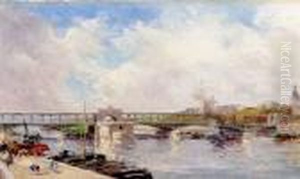 Vue Du Pont Bir Hakeim Oil Painting by Pierre Vauthier