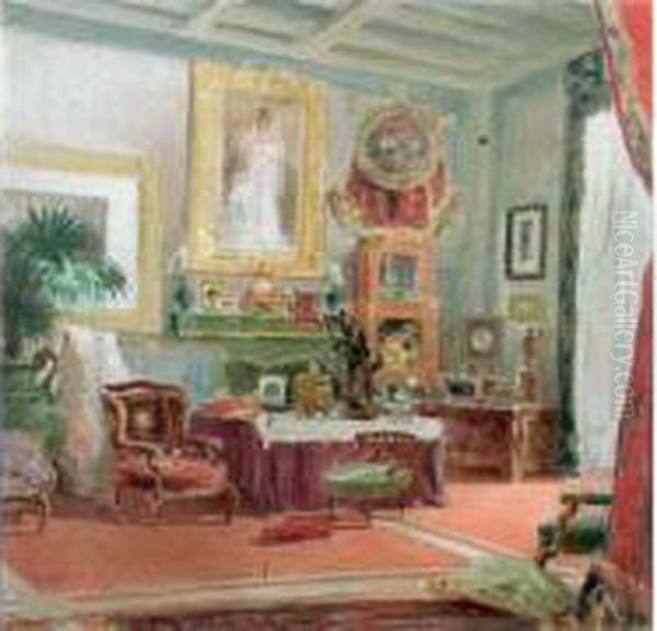 Interieur Oil Painting by Pierre Vauthier