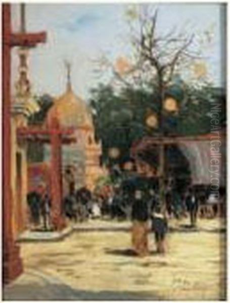 A L'exposition Universelle Oil Painting by Pierre Vauthier