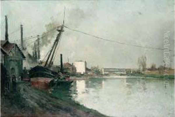 Peniche A Quai. Oil Painting by Pierre Vauthier