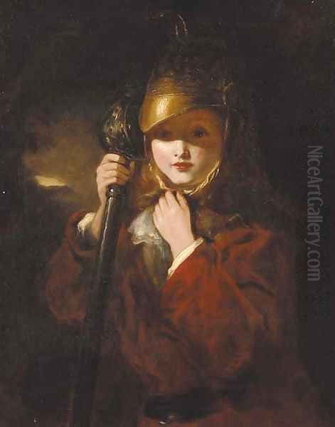 A young boy wearing armour Oil Painting by William Powell Frith