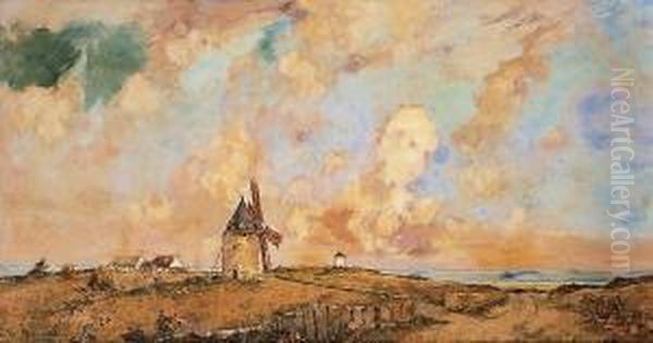 Paysage Au Moulin Oil Painting by Ernest Vauthrin