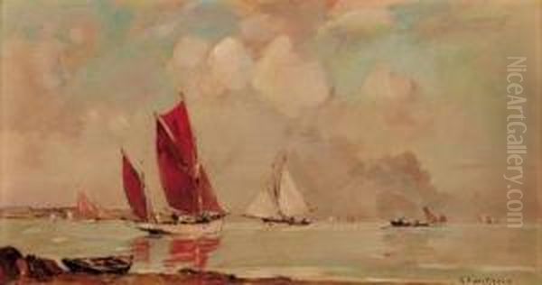 Bateaux Thoniers Et Saroiniers, 
Bretagne; And Le Petit Port Delanriec-concarneau, Finistere Oil Painting by Ernest Vauthrin