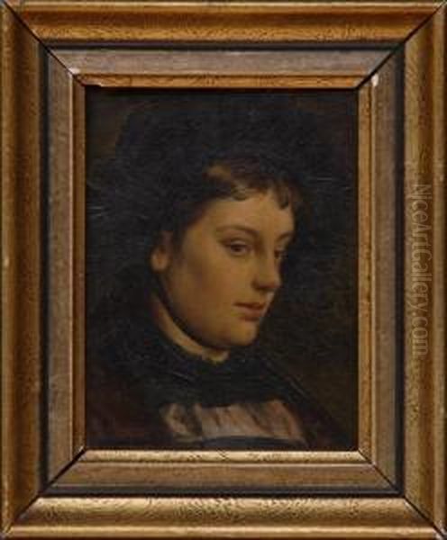 Portrait Of An Adolescent Girl Oil Painting by Benjamin I Vautier