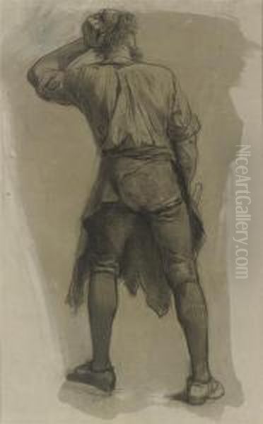 Study Of A Labourer Oil Painting by Benjamin I Vautier