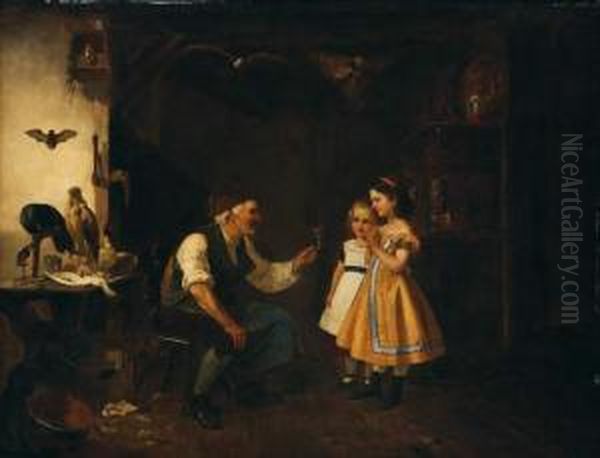 Chez Letaxidermiste Oil Painting by Benjamin I Vautier