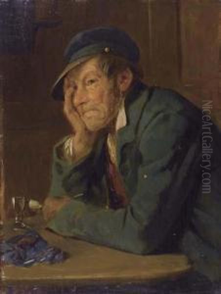 Der Pfeifenraucher. Oil Painting by Benjamin I Vautier