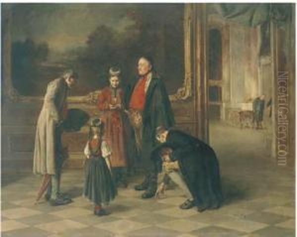 Nach Der Schlossbesichtigung Oil Painting by Benjamin I Vautier