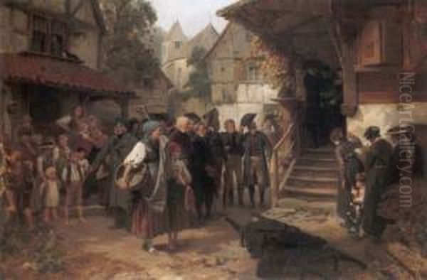 Das Begrabnis Auf Dem Lande (the Country Funeral) Oil Painting by Benjamin I Vautier