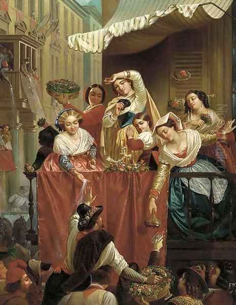 The flower festival Oil Painting by William Powell Frith