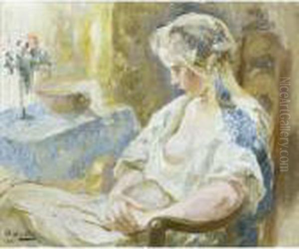 Jeune Fille Assise Oil Painting by Otto Vautier