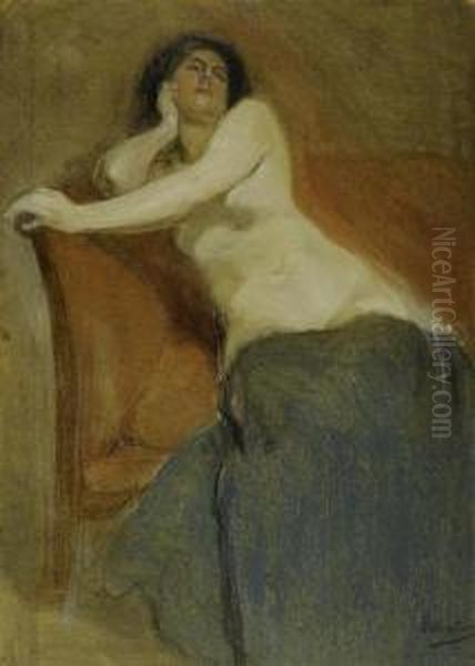 Female Nude. Oil Painting by Otto Vautier