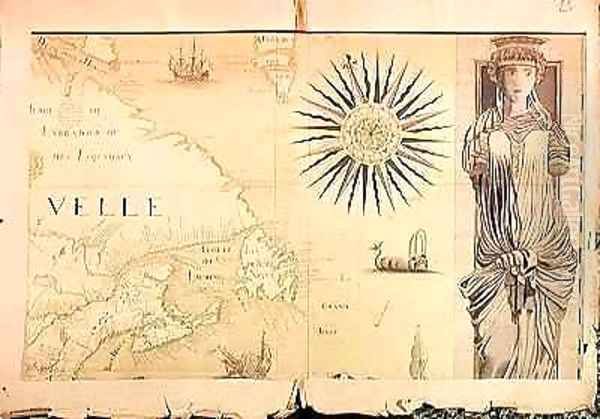 Map of Nouvelle France Canada 2 Oil Painting by Fonville