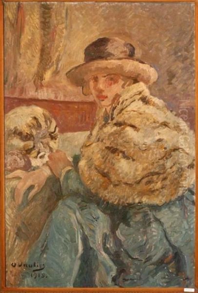 Jeune Femme Au Chapeau. 1918 Oil Painting by Otto Vautier