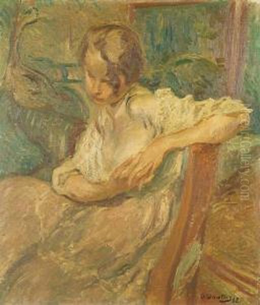 Jeune Femme Assise. 1918 Oil Painting by Otto Vautier