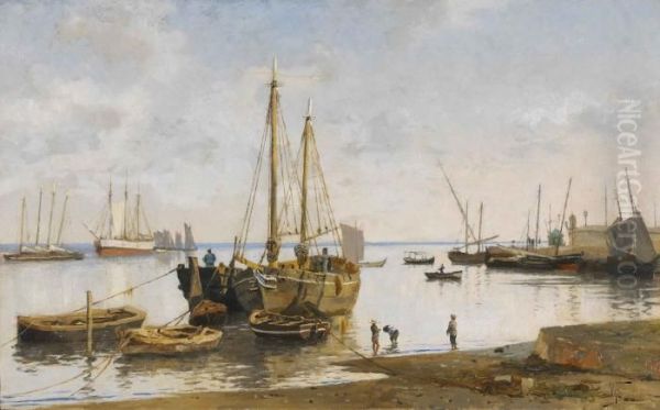 Porto De Setubal Oil Painting by Joao Vaz