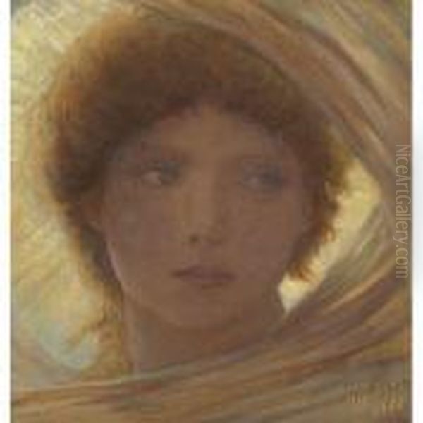 Portrait Of A Young Woman Oil Painting by Elihu Vedder