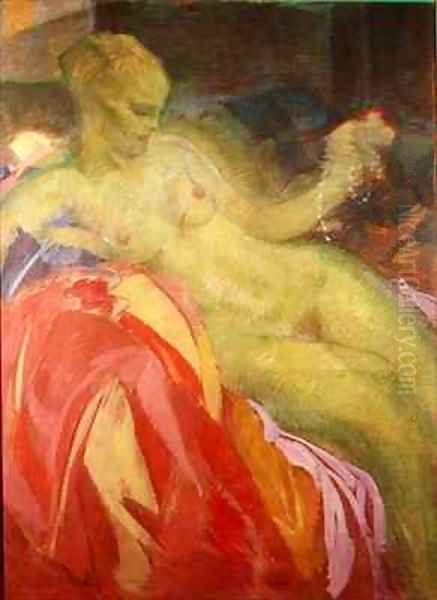 Portrait of a Nude Oil Painting by Otto Friederich