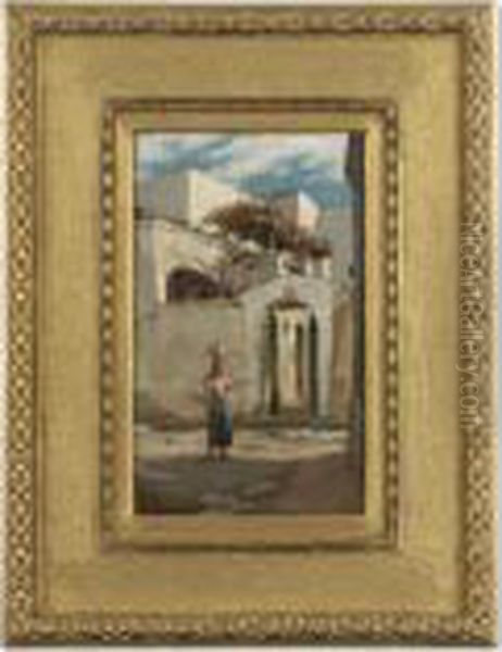 Street Scene At Capri Oil Painting by Elihu Vedder