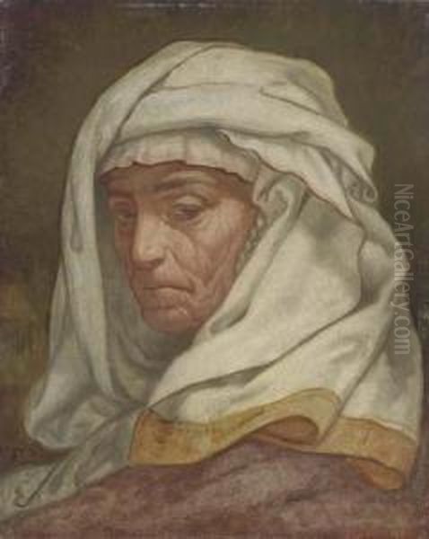 Study Of Jane Jackson: A Cumaean Sibyl Oil Painting by Elihu Vedder