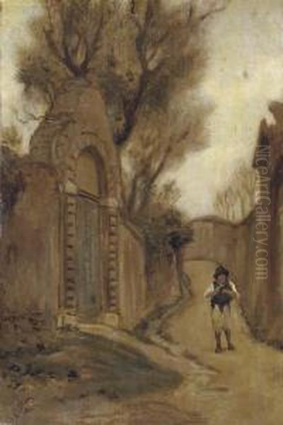 Arco Scuro Near Studio Via Flaminia, Rome Oil Painting by Elihu Vedder