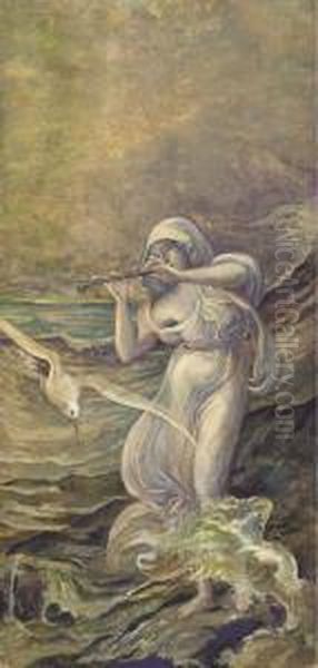 Sea Nymph Oil Painting by Elihu Vedder