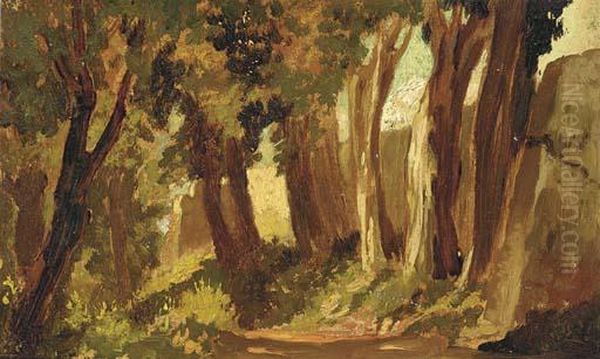 Study Of A Sunlit Wall; Also A Companion Study Oil Painting by Elihu Vedder