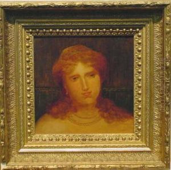 Head Of A Woman Oil Painting by Elihu Vedder