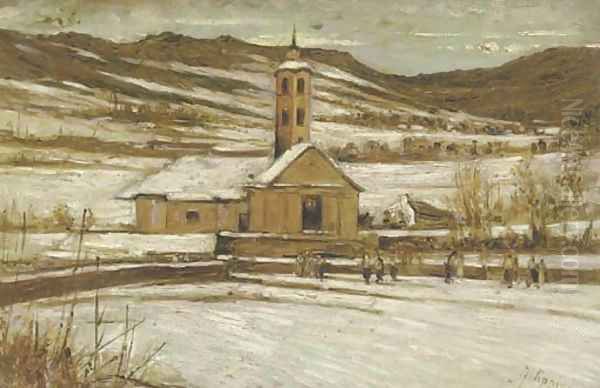 A walk to church Oil Painting by Francesco Filippini