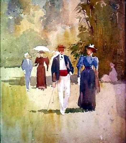 A Walk in the Park Oil Painting by Albert Henry Fullwood