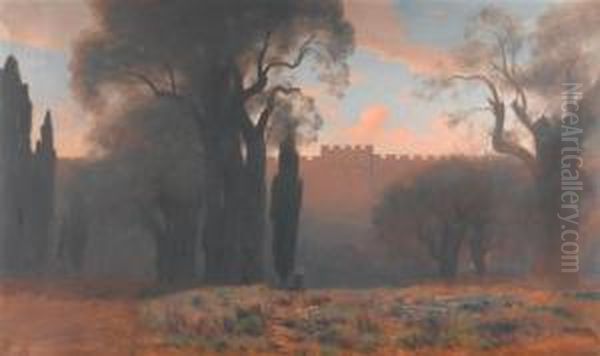 Les Murs De Jerusalem. Oil Painting by Auguste Louis Veillon