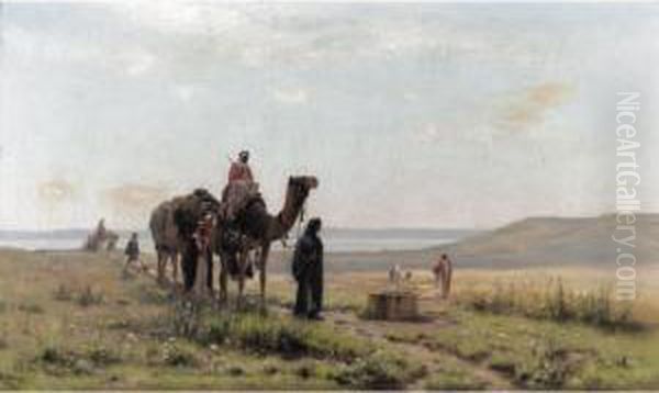 Caravanne Oil Painting by Auguste Louis Veillon