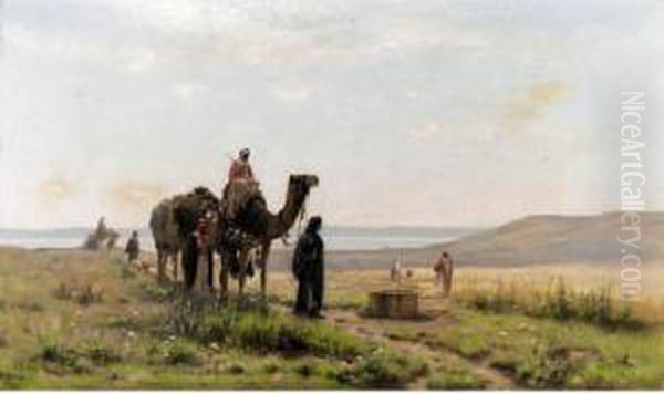 Caravanne Oil Painting by Auguste Louis Veillon