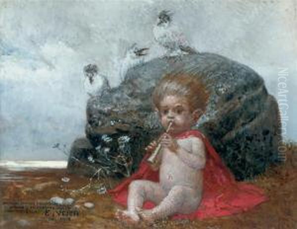 Youthful Music Oil Painting by Eduard Veith