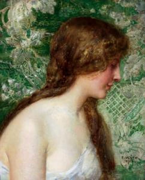 Bildnis Eines Madchens Oil Painting by Eduard Veith